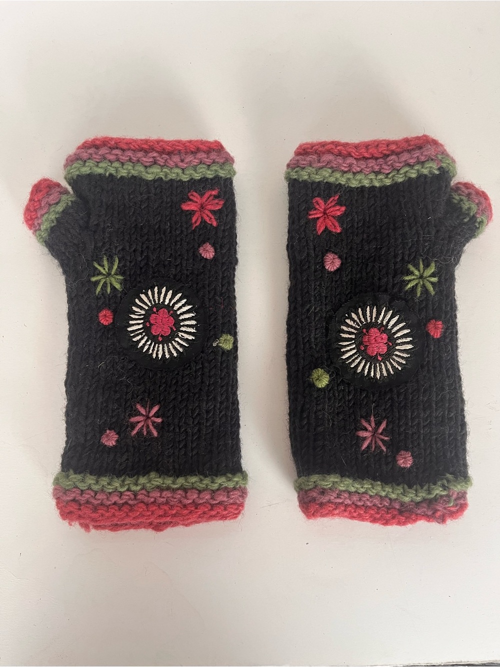 Pachamama Handmade Alpaca Wool Blend Fingerless Gloves Mittens Knit Adult